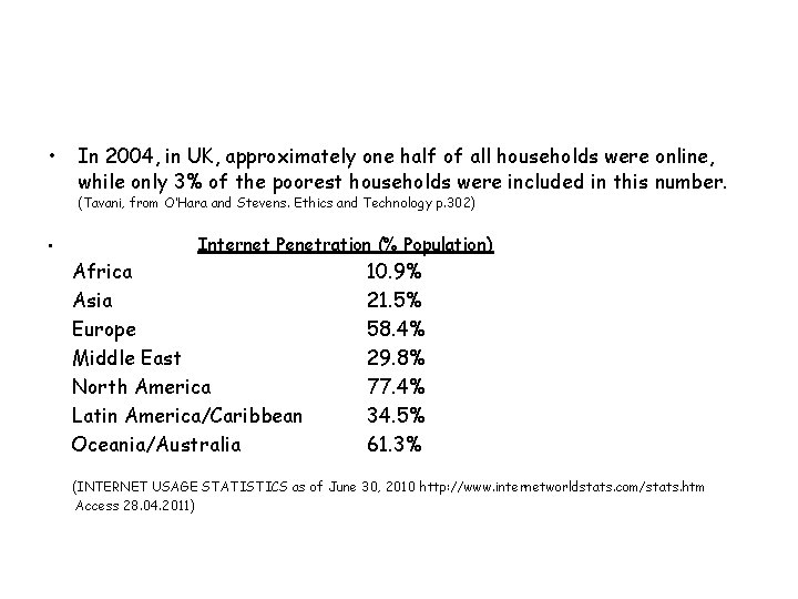  • In 2004, in UK, approximately one half of all households were online,