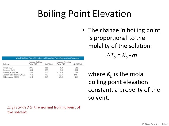 Boiling Point Elevation • The change in boiling point is proportional to the molality