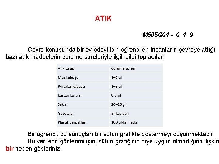 ATIK M 505 Q 01 - 0 1 9 Çevre konusunda bir ev ödevi