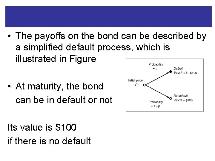  • The payoffs on the bond can be described by a simplified default
