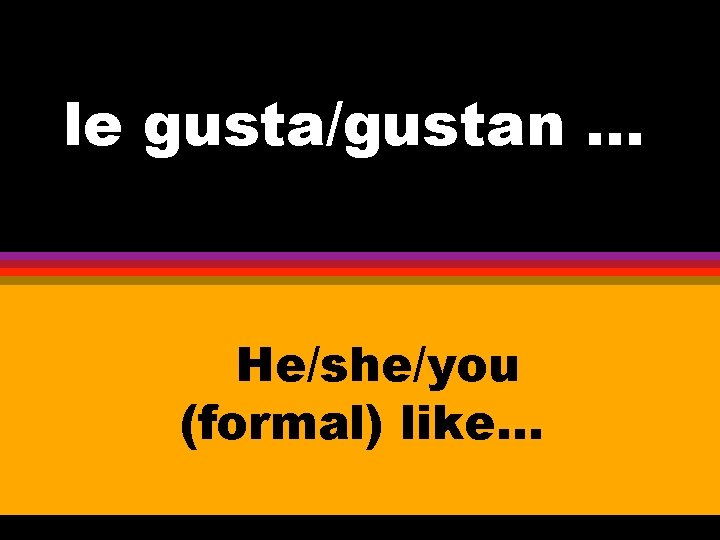 le gusta/gustan. . . He/she/you (formal) like. . . 