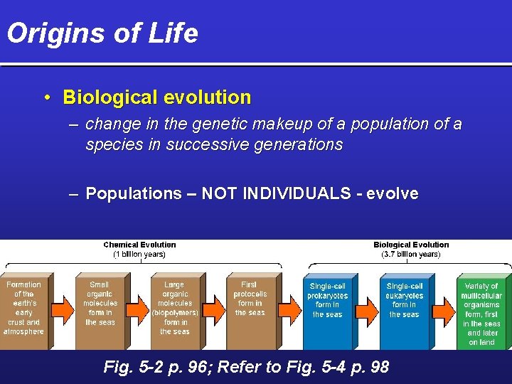 Origins of Life • Biological evolution – change in the genetic makeup of a