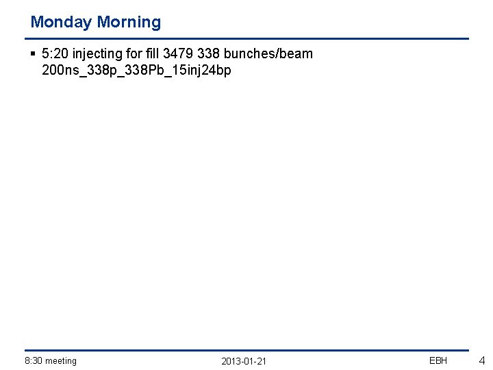 Monday Morning § 5: 20 injecting for fill 3479 338 bunches/beam 200 ns_338 p_338