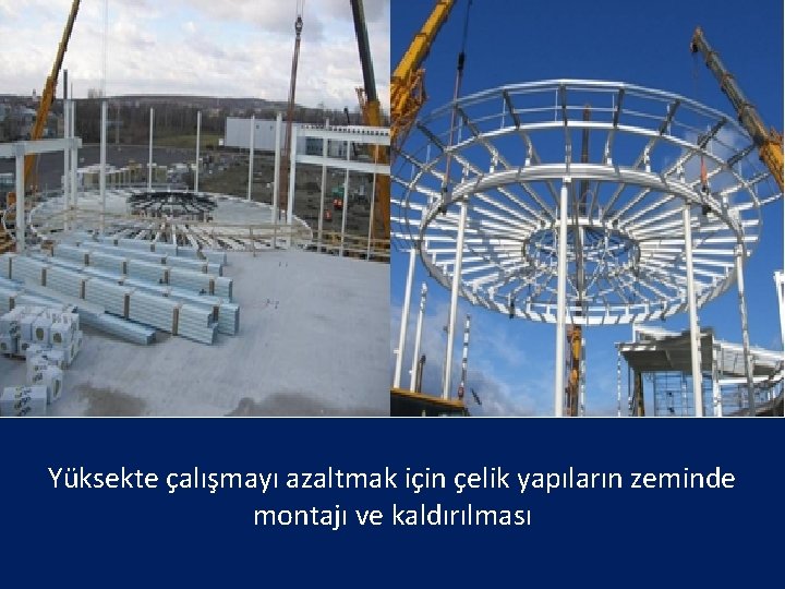 Yüksekte çalışmayı azaltmak için çelik yapıların zeminde montajı ve kaldırılması 