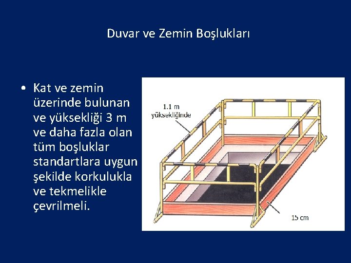 Duvar ve Zemin Boşlukları • Kat ve zemin üzerinde bulunan ve yüksekliği 3 m