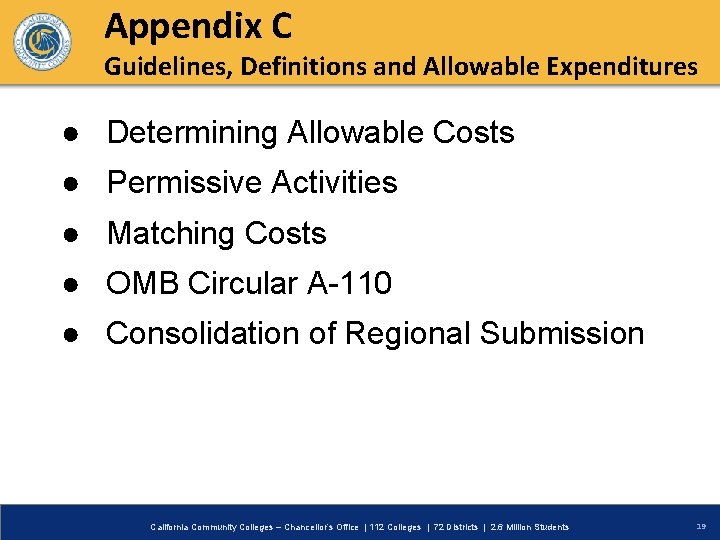 Appendix C Guidelines, Definitions and Allowable Expenditures ● Determining Allowable Costs ● Permissive Activities