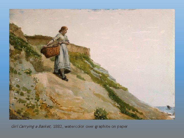 Girl Carrying a Basket, 1882, watercolor over graphite on paper 