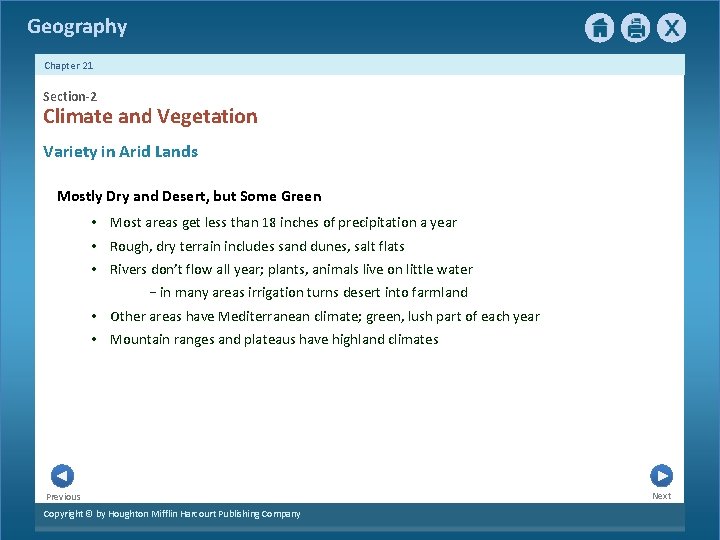 Geography Chapter 21 Section-2 Climate and Vegetation Variety in Arid Lands Mostly Dry and