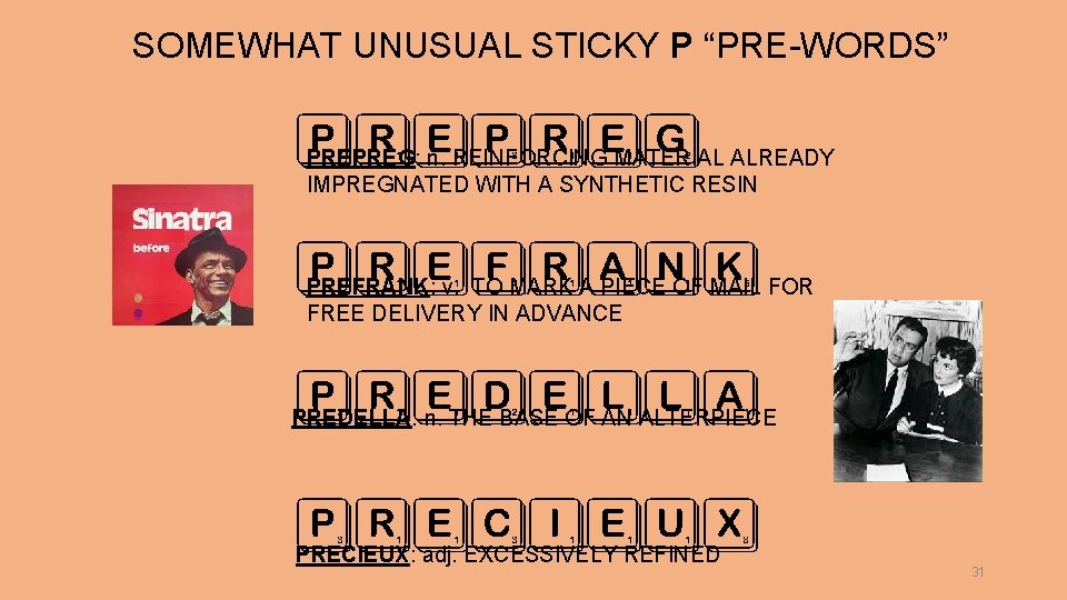 SOMEWHAT UNUSUAL STICKY P “PRE-WORDS” PREPREG: n. REINFORCING MATERIAL ALREADY PREPREG IMPREGNATED WITH A