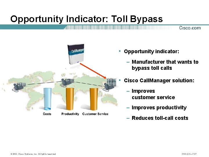 Opportunity Indicator: Toll Bypass • Opportunity indicator: – Manufacturer that wants to bypass toll