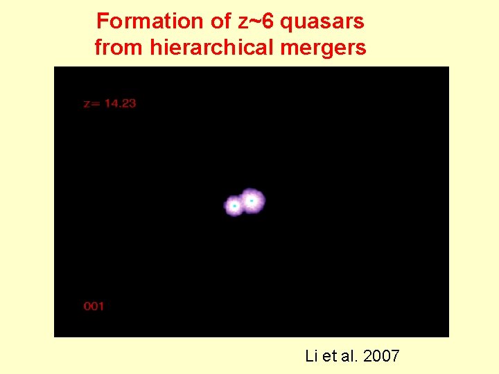 Formation of z~6 quasars from hierarchical mergers Li et al. 2007 