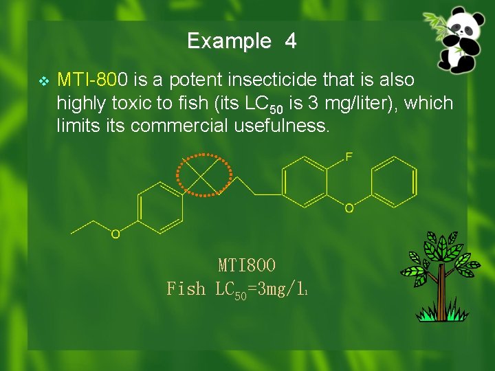 Example 4 v MTI-800 is a potent insecticide that is also highly toxic to