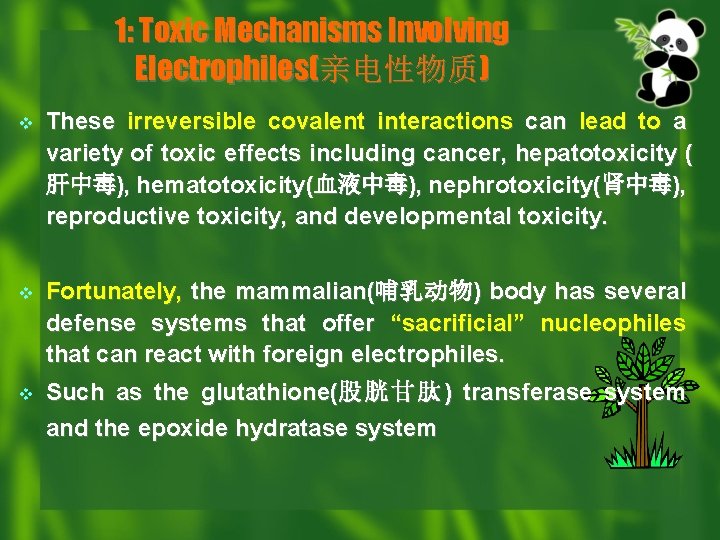 1: Toxic Mechanisms Involving Electrophiles(亲电性物质) v These irreversible covalent interactions can lead to a