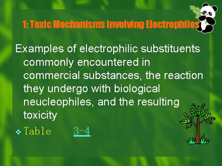 1: Toxic Mechanisms Involving Electrophiles Examples of electrophilic substituents commonly encountered in commercial substances,