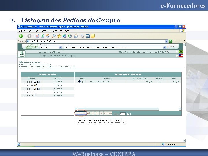 e-Fornecedores 1. Listagem dos Pedidos de Compra 