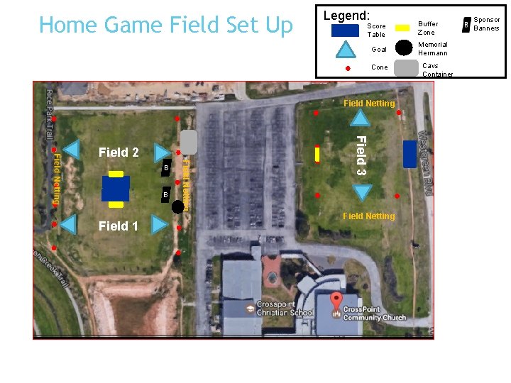 Home Game Field Set Up Legend: Score Table Goal Cone Field Netting B Field