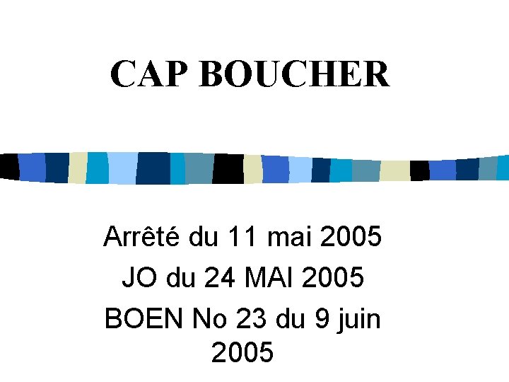 CAP BOUCHER Arrêté du 11 mai 2005 JO du 24 MAI 2005 BOEN No