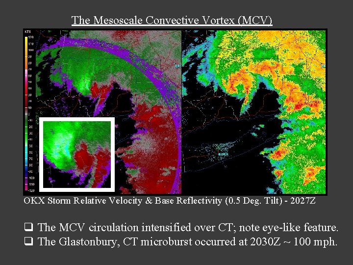 The Mesoscale Convective Vortex (MCV) OKX Storm Relative Velocity & Base Reflectivity (0. 5 The Mesoscale Convective Vortex (MCV) OKX Storm Relative Velocity & Base Reflectivity (0. 5