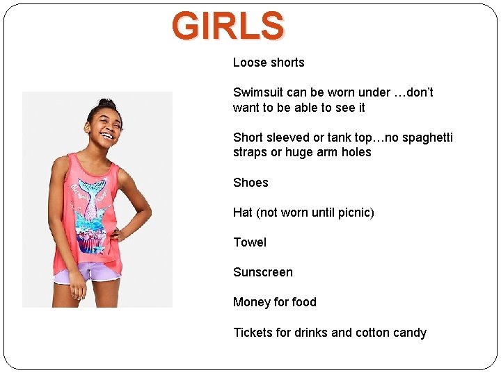 GIRLS Loose shorts Swimsuit can be worn under …don’t want to be able to