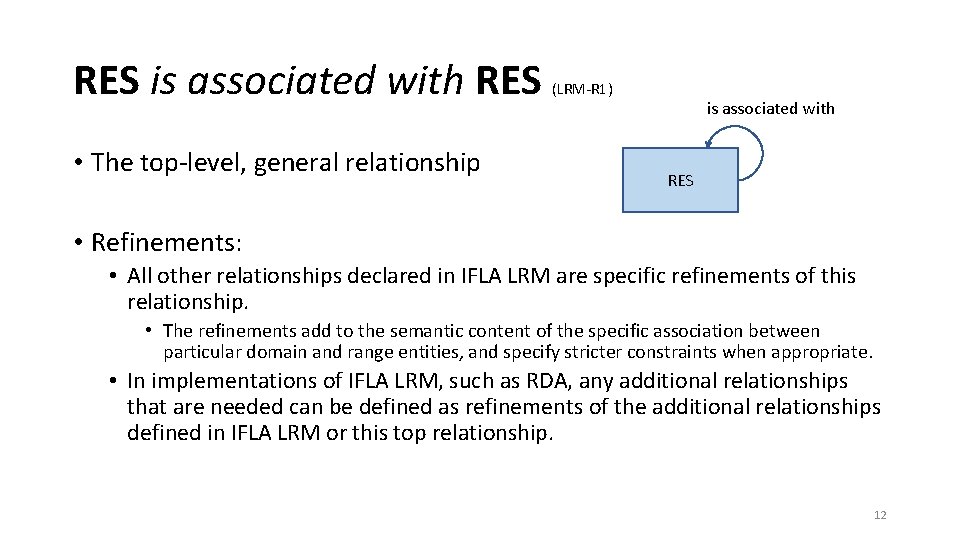 RES is associated with RES • The top-level, general relationship (LRM-R 1) is associated