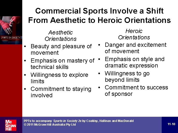 Commercial Sports Involve a Shift From Aesthetic to Heroic Orientations • • Aesthetic Orientations