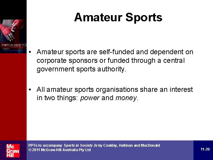 Amateur Sports • Amateur sports are self-funded and dependent on corporate sponsors or funded