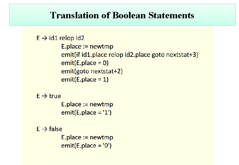 Translation of Boolean Statements 