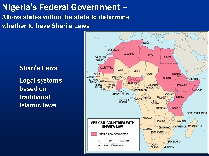 Nigeria’s Federal Government – Allows states within the state to determine whether to have