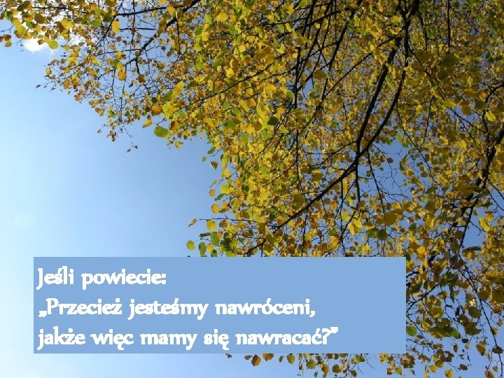 Jeśli powiecie: „Przecież jesteśmy nawróceni, jakże więc mamy się nawracać? ” 