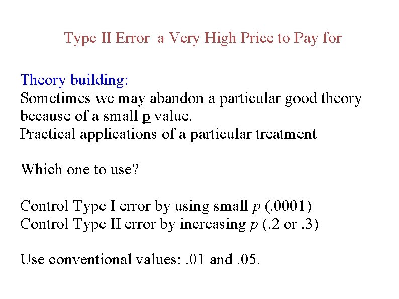 Type II Error a Very High Price to Pay for Theory building: Sometimes we