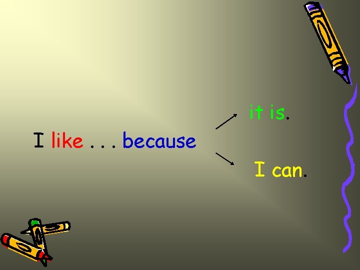 it is. I like. . . because I can. 