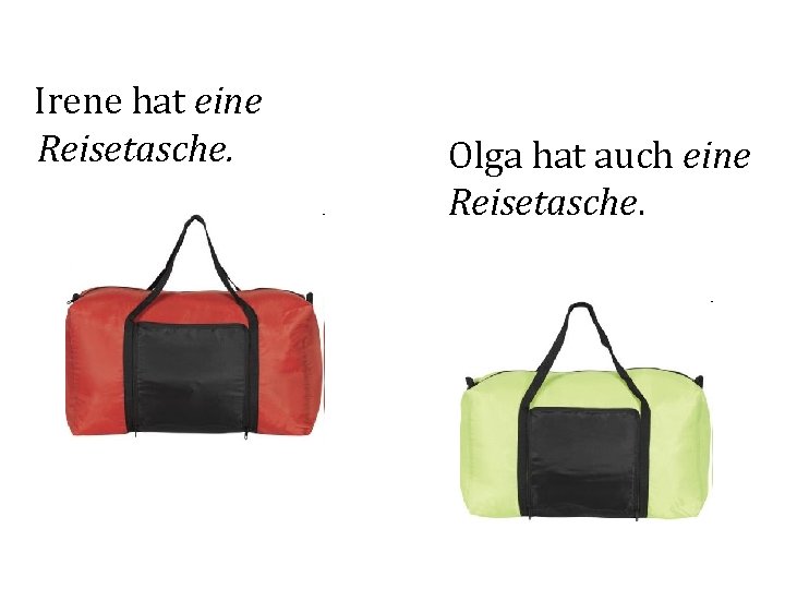 Irene hat eine Reisetasche. Olga hat auch eine Reisetasche. 