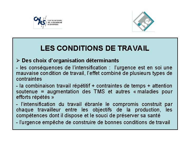 Cliquez. LES pour. CONDITIONS modifier les styles du texte du DE TRAVAIL masque Ø