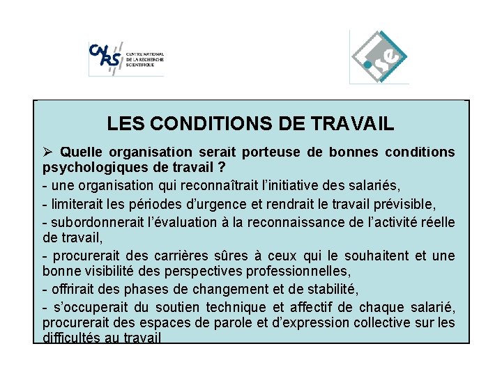 DE TRAVAIL Cliquez. LES pour. CONDITIONS modifier les styles du texte du Ø Quelle