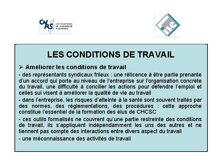 DE TRAVAIL Cliquez. LES pour. CONDITIONS modifier les styles du texte du Ø Améliorer