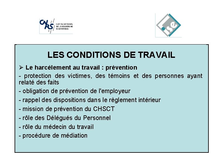 DE TRAVAIL Cliquez. LES pour. CONDITIONS modifier les styles du texte du Ø Le