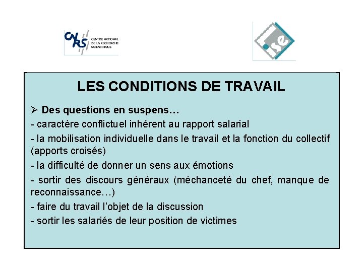 DE TRAVAIL Cliquez. LES pour. CONDITIONS modifier les styles du texte du Ø Des