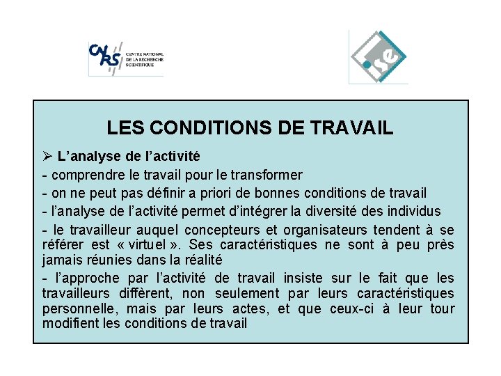 Cliquez. LES pour. CONDITIONS modifier les styles du texte du DE TRAVAIL masque Ø