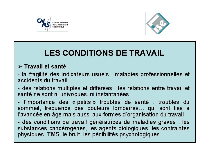 Cliquez. LES pour. CONDITIONS modifier les styles du texte du DE TRAVAIL masque Ø