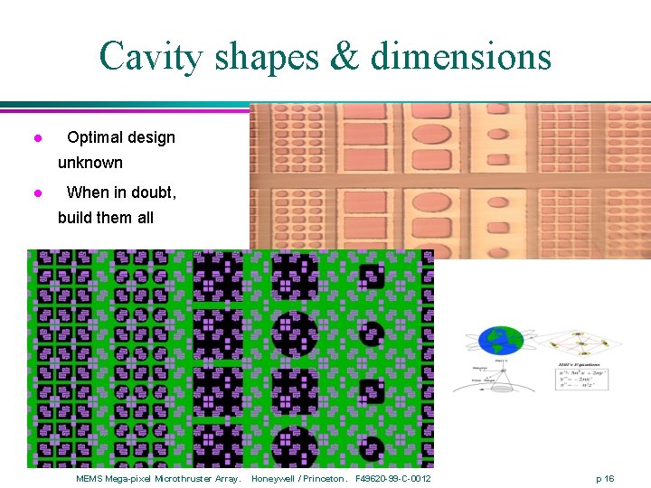 Cavity shapes & dimensions l Optimal design unknown l When in doubt, build them