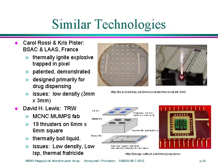 Similar Technologies l l Carol Rossi & Kris Pister: BSAC & LAAS, France »