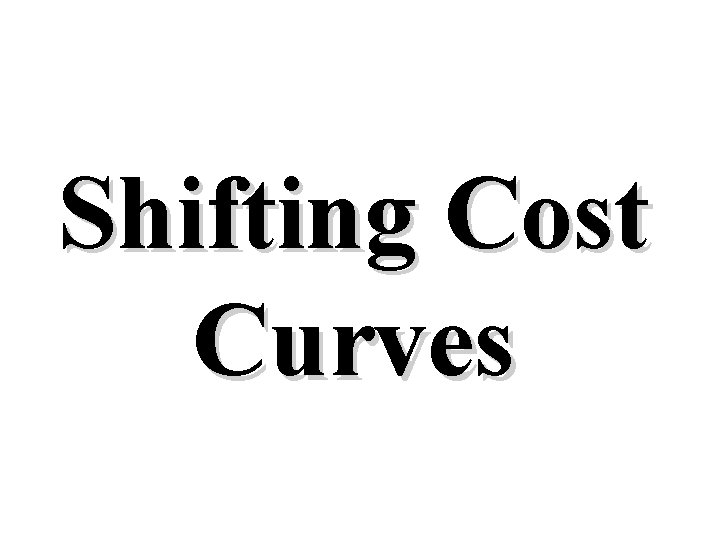 Shifting Cost Curves 