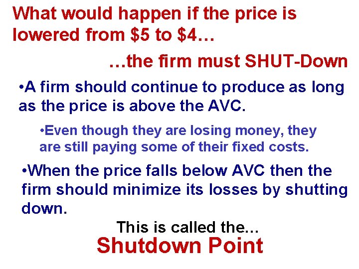 What would happen if the price is lowered from $5 to $4… …the firm