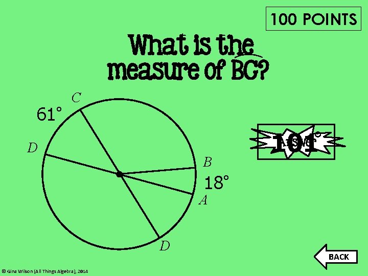 100 POINTS What is the measure of BC? 61° C 101 Answer° D B