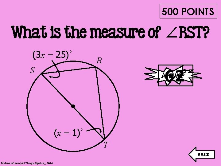 500 POINTS What is the measure of ∠RST? (3 x – 25)° R S