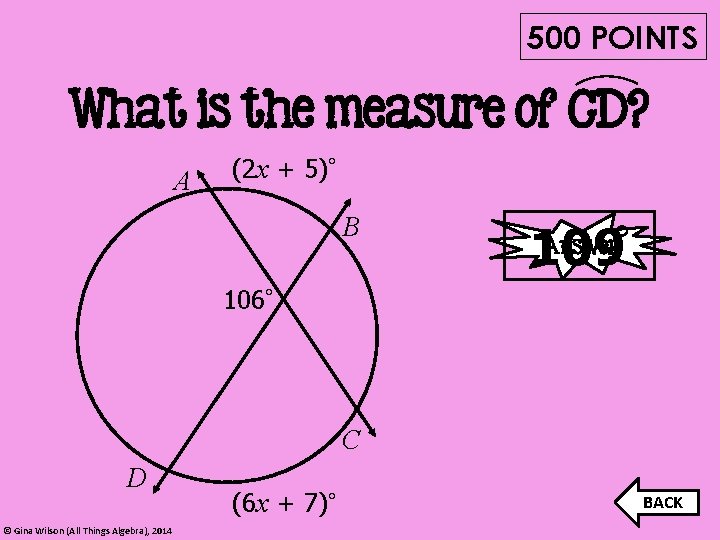 500 POINTS What is the measure of CD? A (2 x + 5)° B