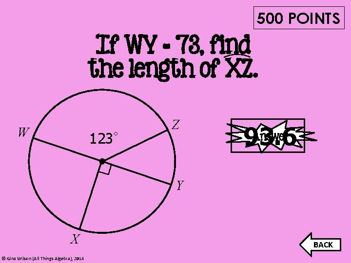 500 POINTS If WY = 73, find the length of XZ. W 123° Z