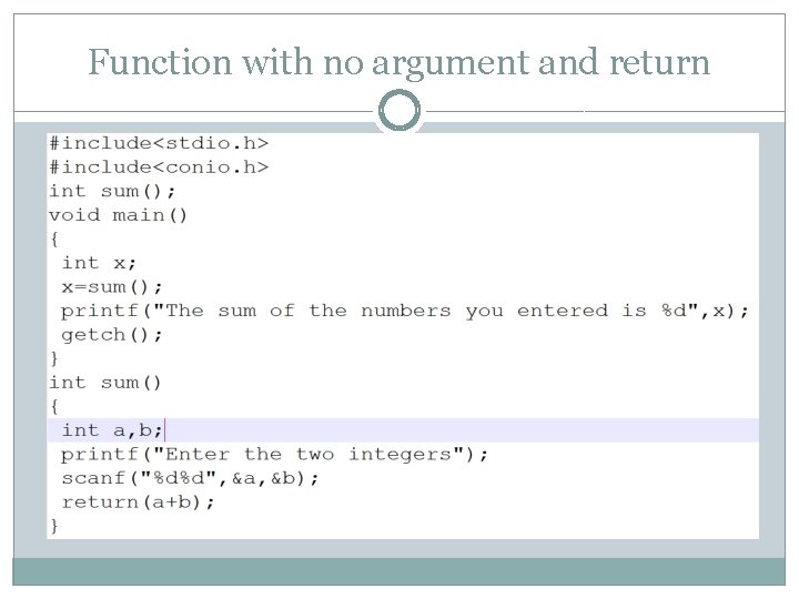 Function with no argument and return 