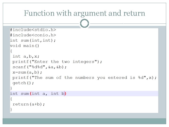 Function with argument and return 