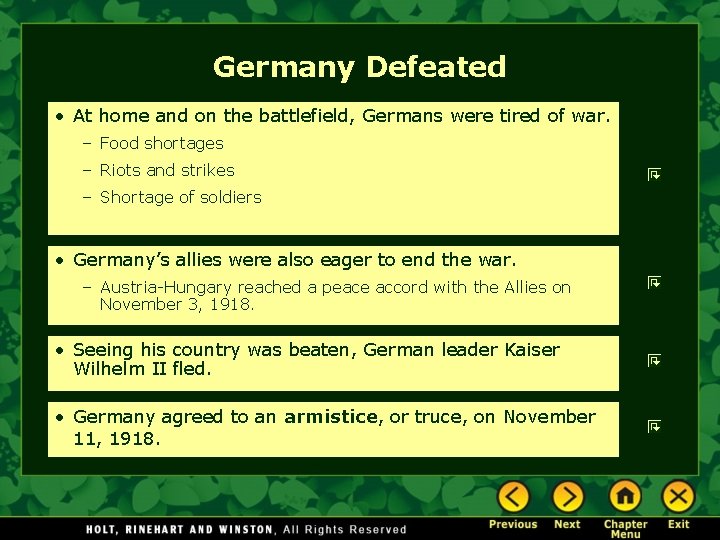 Germany Defeated • At home and on the battlefield, Germans were tired of war.